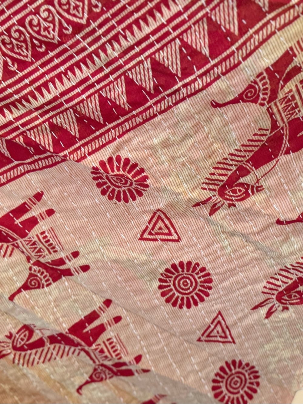 KANTHA OVERSIZED DRESS BOHO COMFY with pockets, Handmade Reversible One Size - Picture 5 of 9